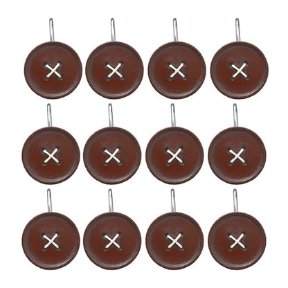 Park Designs Red Button Shower Curtain Hooks | Decorative Country Style Bathroom Curtain Rings Set of 12 | Resin Accent with Chrome-Plated Hooks | Farmhouse Shower Hook Set | Durable & Easy to Install | Resin & Chrome | Button Design | Farmhouse Bathroom