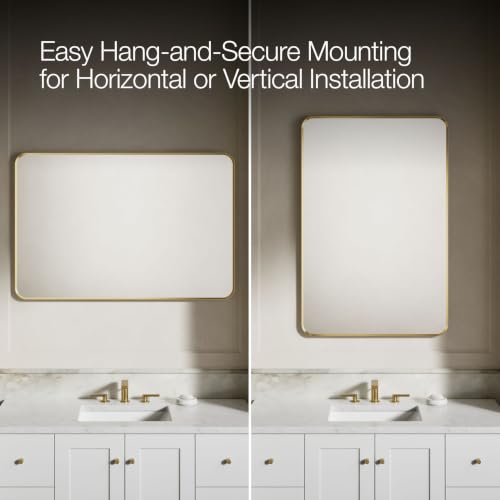 Kohler Essential 30 in. W x 45 in. H Rectangular Framed Wall Mount Bathroom Vanity Mirror in Moderne Brushed Gold - color: Modern Brushed Gold, size: 45"L x 30"W, style: Rectangle