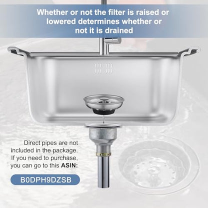 ZM Deep Locking Kitchen Sink Basket Strainer with Stopper, 3-1/2” - style: Deep Locking