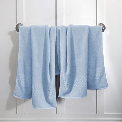 Feather & Stitch 100% Cotton 625 GSM Bath Towel Set of 6, Ultra Soft Highly Absorbent 2 Bath Towels, 2 Hand Towels & 2 Washcloth - Luxury Quick Dry Shower Towels (Sky Blue) - color: Sky Blue
