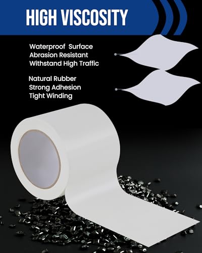 Lichamp 6 Rolls Vinyl Tape, Premium Safety Marking and Traffic Floor Marking Tape, Bundling, Social Distancing, 4 Inch x 36 Yards per Roll, 216 Total Yards, White - color: White