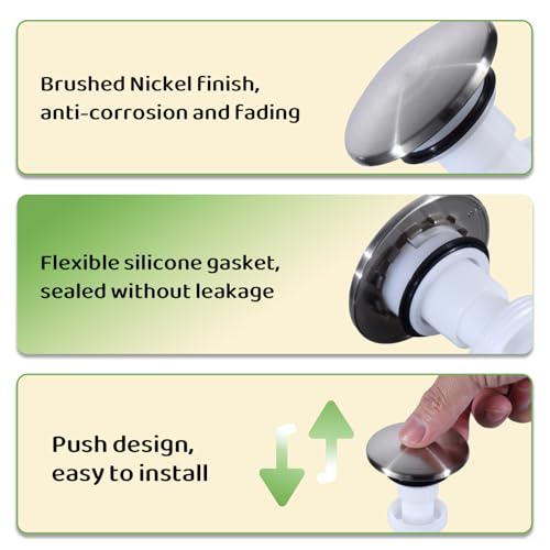 Replacement for Pfister 972098 Push-Seal Drain Assembly - Brushed Nickel Drain Plug - Genuine Replacement Part (Brushed Nickel) - color: Brushed Nickel