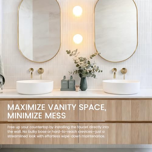 Wall Mount Bathroom Faucet Brushed Gold Bathroom Faucet Bathroom Sink Faucet with Single Handle and Rough in Valve Included - color: Brushed Gold