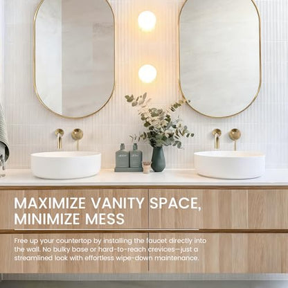 Wall Mount Bathroom Faucet Brushed Gold Bathroom Faucet Bathroom Sink Faucet with Single Handle and Rough in Valve Included - color: Brushed Gold