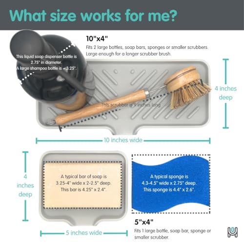 Silicone Soap Dish Tray and Sponge Holder with Drain Chute and Feet | 3-Way Sloped Design | Bathroom and Kitchen Sink Organizer Caddy (Vanilla Cream, 5"x4", 3.5 Ounces) - color: Vanilla Cream, size: 5"x4"