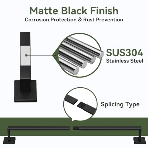 10-Pieces Matte Black Bathroom Accessories, 24 Inch Bathroom Hardware Set | SUS304 Stainless Steel Bath Towel Bar Set, Towel Racks for Bathroom Wall Mounted - size: 26 Inch (10 Pieces)