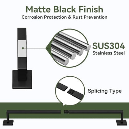 10-Pieces Matte Black Bathroom Accessories, 24 Inch Bathroom Hardware Set | SUS304 Stainless Steel Bath Towel Bar Set, Towel Racks for Bathroom Wall Mounted - size: 26 Inch (10 Pieces)