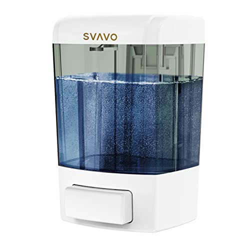 SVAVO Wall Mounted Soap Dispenser Kitchen Bathroom Manual Soap Dispenser Refillable Hand soap Dispenser for Liquid Contianers Shampoo Gel Chamber for Household Commerical 23.7oz (700ml) ABS - color: White&dark Brown