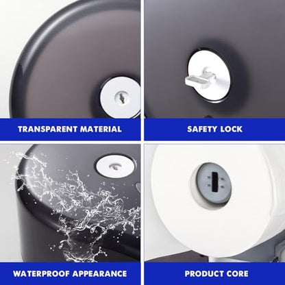 Kordory Wall Mount Toilet Paper Holder, 9" Jumbo Toilet Paper Roll Holder | 9 Inch, Plastic Commercial Toilet Paper Dispenser for Bathroom-Black - color: Black