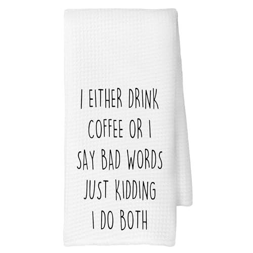 Funny Sarcastic Coffee Kitchen Towels, Coffee Lover Gifts for Women, Humorous Gifts for Women Decoration Tea Towel Kitchen Hand Towels 16x24 Inch for Cafe Bar Shop Decor - color: Color 02