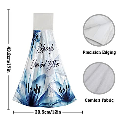 Giwawa Relax Soak Unwind Breathe Hand Hanging Towel Blue Flower Kitchen Tie Towels Set of 2 Dish Cloths Durable for Bathroom Laundry Room - color: Blue Floral