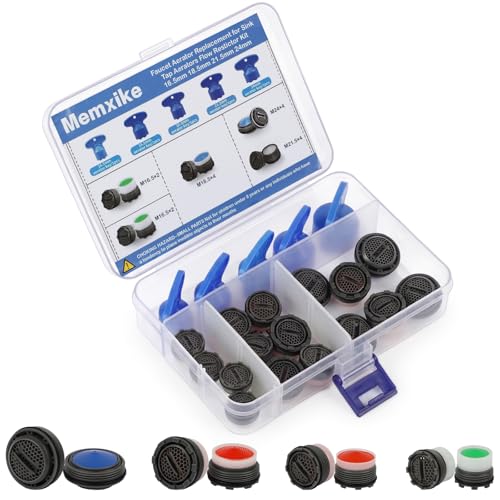16-Pack Faucet Aerator Replacement Set with 5 Removal Wrenches | Male Thread M16.5/18.5/21.5/24mm for Sink – ABS Construction for Kitchen and Bathroom