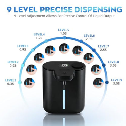 RYTOXILO Automatic Soap Dispenser Touchless, 9 Levels Soap Dispenser Wall Mount, 16.9oz/500ml Automatic Hand Soap Dispenser for Bathroom, Plastic Electric Dish Soap Dispensers for Kitchen, Black