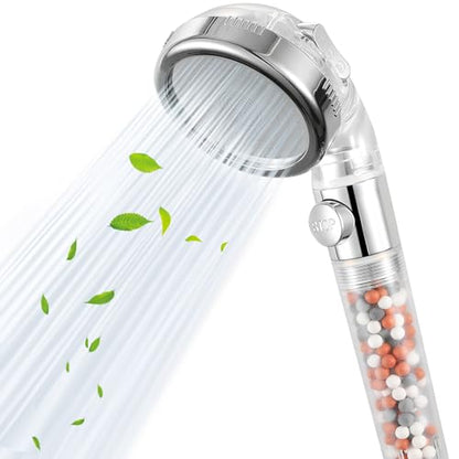 Filtered Handheld Shower Head with ON/OFF Switch - High Pressure 3 Spray Setting Showerhead Filter For Hard Water - For Dry Skin & Hair - style: B - Handheld Shower
