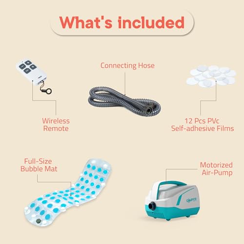 Bubble Bath Massager Mat for Bathtub, 47.24" x 14.57" Full-Body Heated Air Spa with 6-Level Adjustable Bubbles, Non-Slip Waterproof Design, Remote Control, For Stress, Muscle Relief & Relaxation, Aqua - color: Aqua