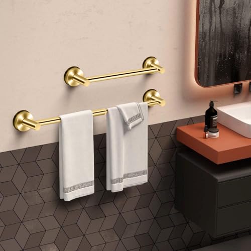MGahyi Gold No Drill Adjustable Stainless Suction Cup Towel Bar | 14.6 ~ 24Inch Extendable Bath Shower Towel Holdere,Heavy Duty Towel Rack Suitable for Tile, Glass & Smooth Flat Surfaces - color: Gold