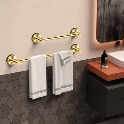 MGahyi Gold No Drill Adjustable Stainless Suction Cup Towel Bar | 14.6 ~ 24Inch Extendable Bath Shower Towel Holdere,Heavy Duty Towel Rack Suitable for Tile, Glass & Smooth Flat Surfaces - color: Gold