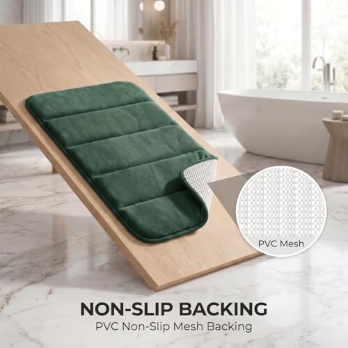 Bathroom Rugs Set 3 Piece, Memory Foam Bath Rugs, Non Slip Washable Bathroom Rug Set, Extra Soft Absorbent Bath Mats with U-Shaped Toilet Rug, Dark Green - color: Dark Green