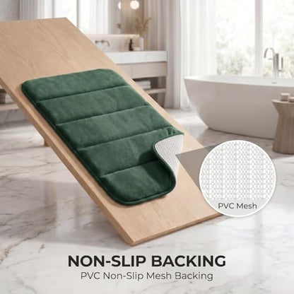 Bathroom Rugs Set 3 Piece, Memory Foam Bath Rugs, Non Slip Washable Bathroom Rug Set, Extra Soft Absorbent Bath Mats with U-Shaped Toilet Rug, Dark Green - color: Dark Green