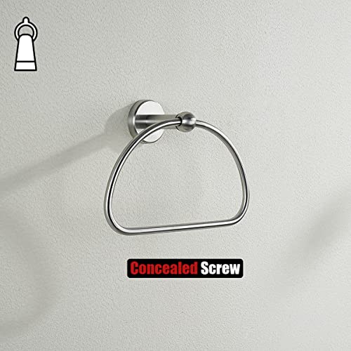 JQK Towel Ring, Stainless Steel Half Ring Towel Holder for Bathroom, 7 Inch Brushed Finished Wall Mount, TR160-BN - color: Brushed