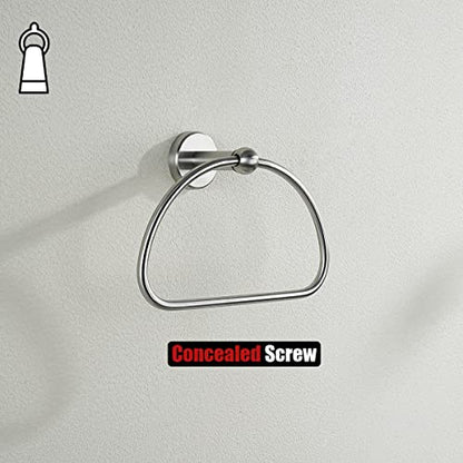 JQK Towel Ring, Stainless Steel Half Ring Towel Holder for Bathroom, 7 Inch Brushed Finished Wall Mount, TR160-BN - color: Brushed