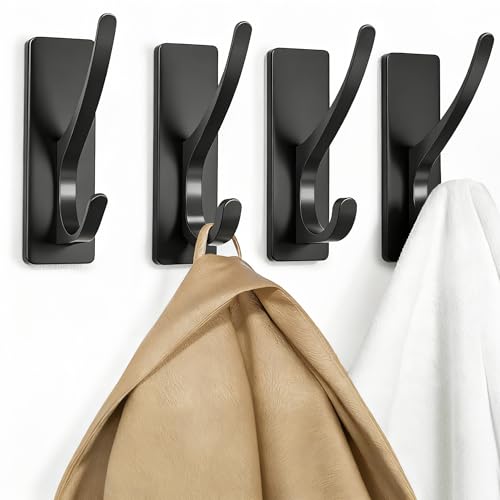 pickpiff 10 Pack Matt Black Self-Adhesive Hook, 13LB Hanger for Coat/Towel - color: Black, size: 10 Pack