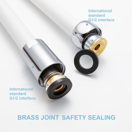 OFFO Ultra-Flex Shower Hose, 48 in Premium RV PVC Handheld Shower Head Hose Flex Hoses Extension with Brass Insert and Nut for Bathing Pet Bathing, Smooth White - color: Smooth White, size: 48 in