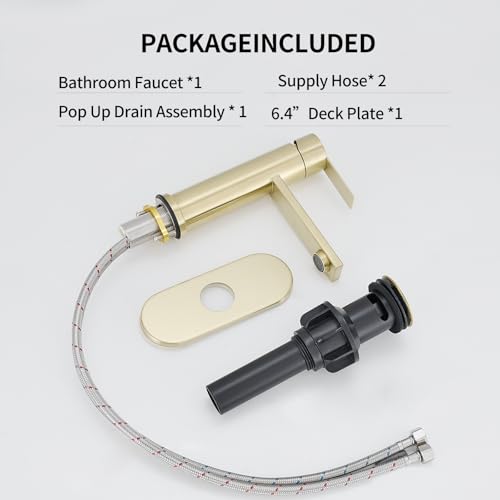 Bathroom Faucet Single Hole Single Handle Vanity Faucet | Modern Brushed Gold Bathroom Faucet with Pop-Up Drain, Suitable for 1 Hole or 3 Hole Sink, Suitable for RV Etc Bathroom - color: Brushed Gold