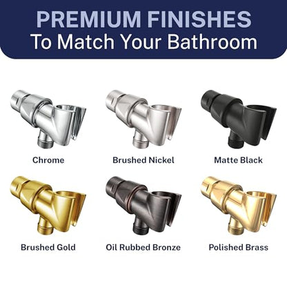 HammerHead Showers® Solid Metal Handheld Shower Head Holder - Brushed Nickel - Adjustable Shower Wand Holder with Universal Wall Hook Bracket and Brass Pivot Ball - Hand Held Shower Head Holder - color: Brushed Nickel