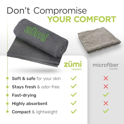 MINI 100% Cotton Camping Travel Towel - Small, Ultralight, Fast Drying, Highly Absorbent, Soft and Gentle on the Skin, Safe for the Planet (28"x13" Gray) - color: Gray Mini