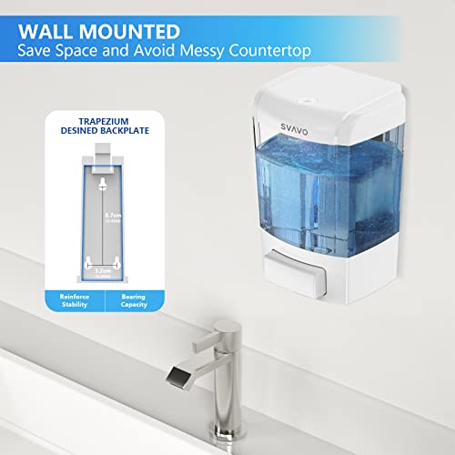 SVAVO Wall Mounted Soap Dispenser Kitchen Bathroom Manual Soap Dispenser Refillable Hand soap Dispenser for Liquid Contianers Shampoo Gel Chamber for Household Commerical 23.7oz (700ml) ABS - color: Full White