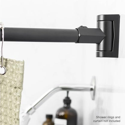JS Jackson Supplies Single Curved Shower Rod, Metal Construction, Adjustable Between 36 to 61 Inches, Aluminum Rods and Zinc Mounting Hardware, Quality Modern Bathware, Black Finish - color: Black