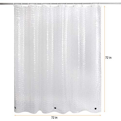 WELTRXE Shower Curtain Liner 8G EVA with 3 Magnets, Waterproof Clear Shower Curtains with 3D Water Cube Design, Heavy Duty Plastic Bathroom Shower Liner for Shower Stall, Bathtubs, 72 x 72,12 Hooks - color: Clear-water Cube, size: 72"W x 72"L (Pack of 1)