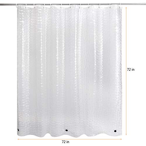 WELTRXE Shower Curtain Liner 8G EVA with 3 Magnets, Waterproof Clear Shower Curtains with 3D Water Cube Design, Heavy Duty Plastic Bathroom Shower Liner for Shower Stall, Bathtubs, 72 x 72,12 Hooks - color: Clear-water Cube, size: 72"W x 72"L (Pack of 1)