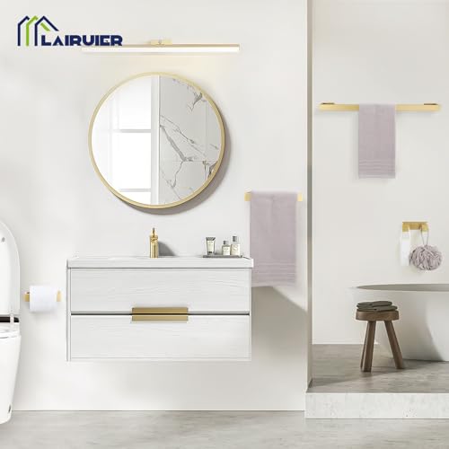 Lairuier Brushed Gold Bathroom Accessories, 23.6 inches Towel Bar Set | Including Towel Bar, Towel Holder, Toilet Paper Holder, Towel Hook, SUS304 Stainless Steel Bathroom Towel Holder Hardware Set - color: Brushed Gold, size: Set A