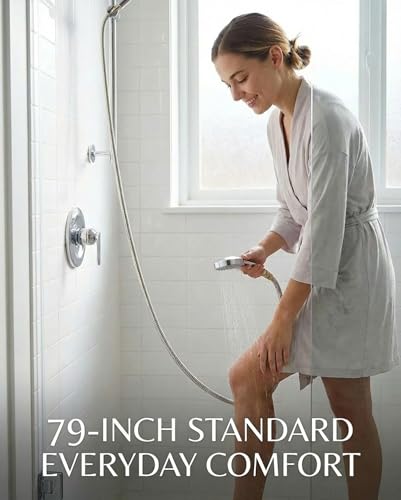 79 Inch Shower Hose, Flexible Stainless Steel Handheld Replacement Shower Hose, with Brass Insert and Nut - size: 79 inches