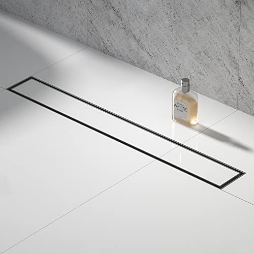 Linear Shower Drain, 304 Stainless Steel Floor Drain 24" | with Tiled Insert Grate & Hair Strainer, Bathroom 2-in-1 Tiled in Drain, CUPC Certified - color: Brushed, size: 24''