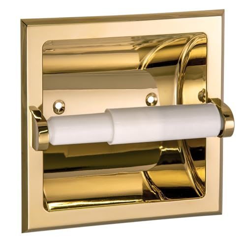 HomeStock Brass Recessed Toilet Paper Holder - Bathroom Tissue Roll Dispenser
