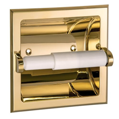 HomeStock Brass Recessed Toilet Paper Holder - Bathroom Tissue Roll Dispenser