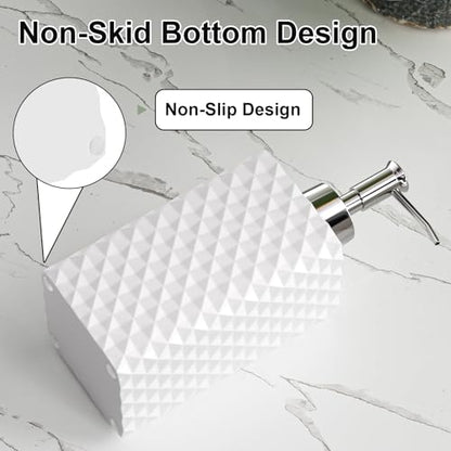 Bathroom Accessories Set Resin 6PCS, Square Toothbrush Holders Set Complete with Soap Dispenser, Vanity Tray, Tumbler, Cups and Cotton Swab Jars (White Diamond, Resin Bath 6 PCS) - color: White Diamond