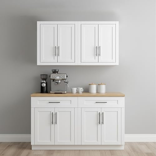 Crosley Furniture Savannah 2-Piece Wall Kitchen Storage Cabinet, Cabinets for Laundry, Bathroom, White - color: White, style: 2-Piece Bathroom Cabinet