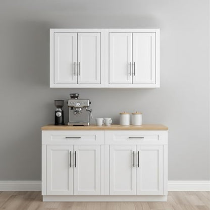 Crosley Furniture Savannah 2-Piece Wall Kitchen Storage Cabinet, Cabinets for Laundry, Bathroom, White - color: White, style: 2-Piece Bathroom Cabinet
