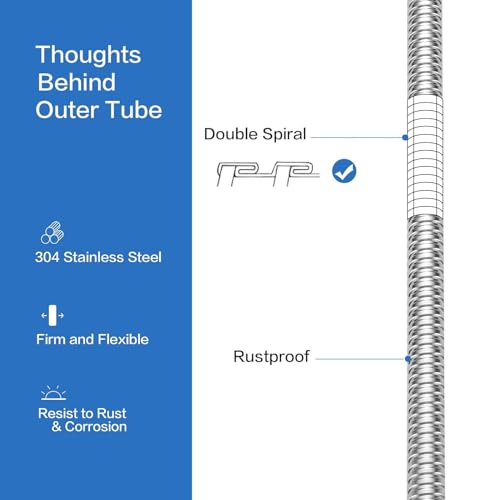 RUMOSE 98 inches Extra Long Shower Hose, Chrome | Shower Head Extension Hose, Attachment Flexible Handheld Shower Sprayer Hose, Stainless Steel Shower Tube - color: Chrome, size: 98"