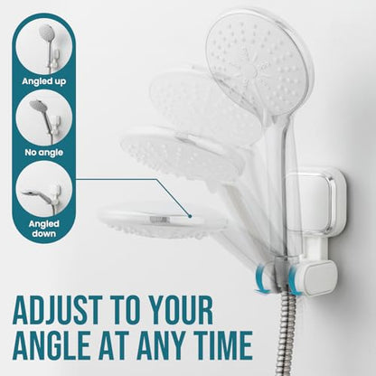 TAILI Shower Head Holder Suction,Adjustable Height & Angle,Universal,White | bathroom handheld shower wand bracket,no-drill removable waterproof,round,plastic,wall mounted,kids,pets,4.5" - color: White, size: Square