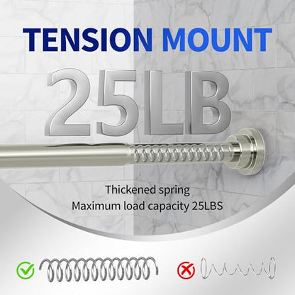 Mcrbeay Shower Curtain Rod, 1" Diameter Heavy Duty Tension Shower Rod, Non Slip Adjustable 28-102 inch No Drill Shower Curtain Rods Spring Tension For Bathroom, Shower Stall, No Rust, Brushed Nickel - color: Brushed Nickel, size: 28-102 Inches