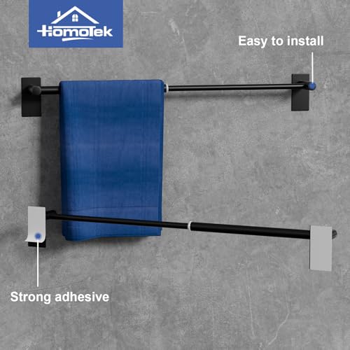 Adhesive Adjustable Towel Bar, HOMOTEK Economical Self Stick Towel Holders, Towel Rod Size from 12 Inch to 22 Inch Single Towel Racks, Towel Hanger Hook for Kitchen(1 Pack Matte Black) - color: Economical-self-adhesive-matte Black, size: 1 Pack