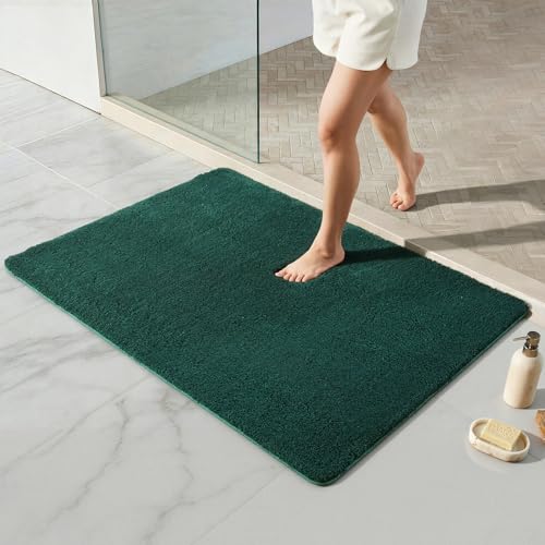 TYUU Large Bathroom Rugs, Ultra Soft Super Absorbent Bath Rugs Non Slip Washable Quick Dry Bath Mat with Rubber Backing for Bathroom Floor, Shower, or Sink, Dark Green 3' x 4' - color: Dark Green, size: 3' x 4'