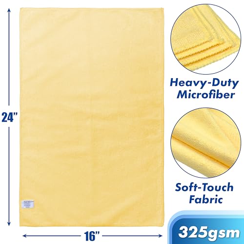 Simple Houseware 16" x 24" Microfiber Cleaning Towels, Heavy Duty 3 Pack | 325 GSM Reusable for Home, Kitchen and Car - size: 3 Pack