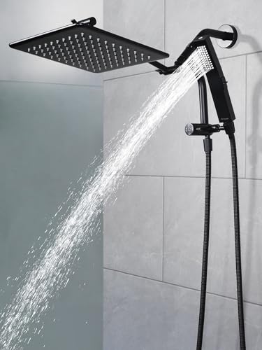 G-Promise 10 Inch All Metal Rain Shower Head with Handheld (Matte Black) | Full Body Coverage, Pause Mode Diverter, Power Wash Mode Handheld, Suits Every Height, Easy to Install, Modern Bath Upgrade - color: Matte Black, size: 10 Inches