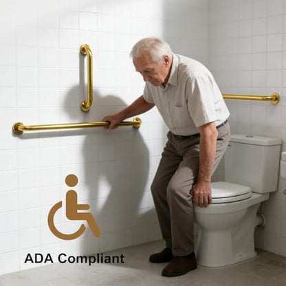 Grab Bar Bundle Gold for Commercial Residential Restrooms - ADA Compliance - 304 Stainless Steel -1.5" Diameter - 18", 36", 42" - Pack of 3 - color: Gold